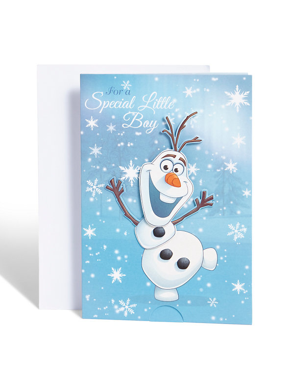 Special Little Boy Frozen Olaf Christmas Card Image 1 of 2