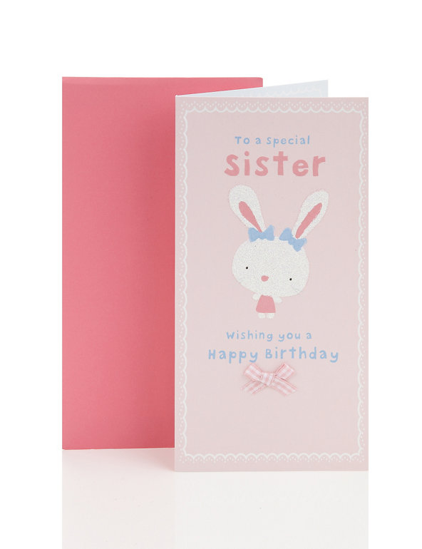 Special Sister Rabbit Birthday Greetings Card Image 1 of 2