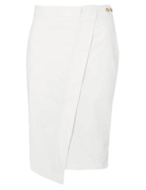 Speziale Cotton Rich Asymmetric Hem Pencil Skirt Image 2 of 9
