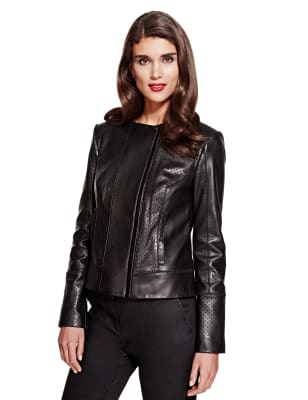 Speziale Leather Perforated Biker Jacket | Per Una | Mu0026S