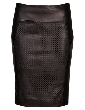 Speziale Leather Perforated Pencil Skirt Image 2 of 6