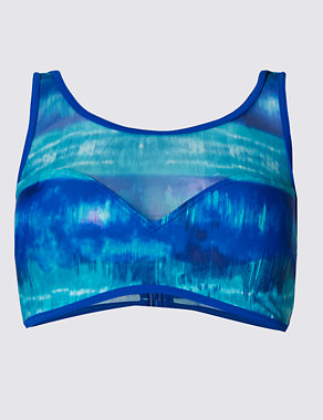 Splash Print Bikini Top with Mesh Detail Image 2 of 4
