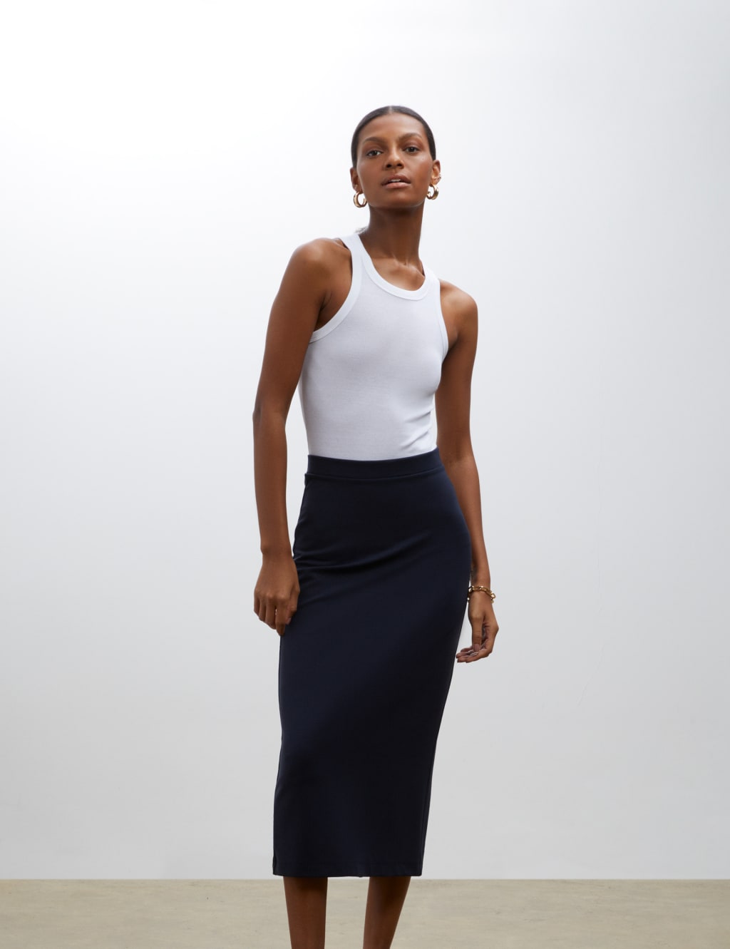 Long pencil skirt with hotsell side split
