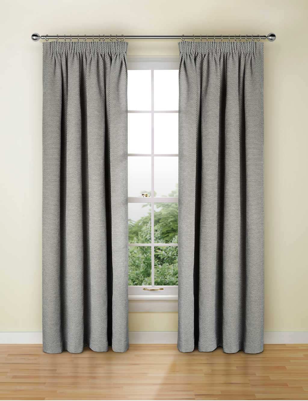 Spot Chenille Pencil Pleat Curtains 1 of 2