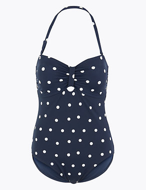 Spot Print Padded Bandeau Swimsuit Image 2 of 6