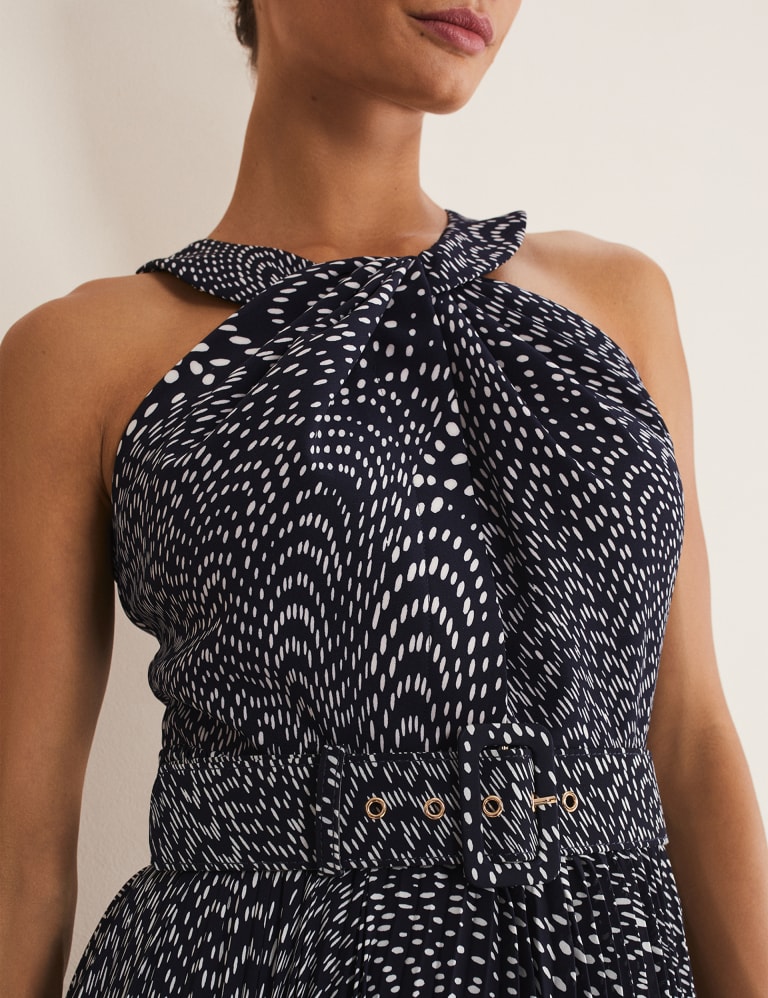 Spot Print Tie Neck Midaxi Tea Dress Phase Eight M S