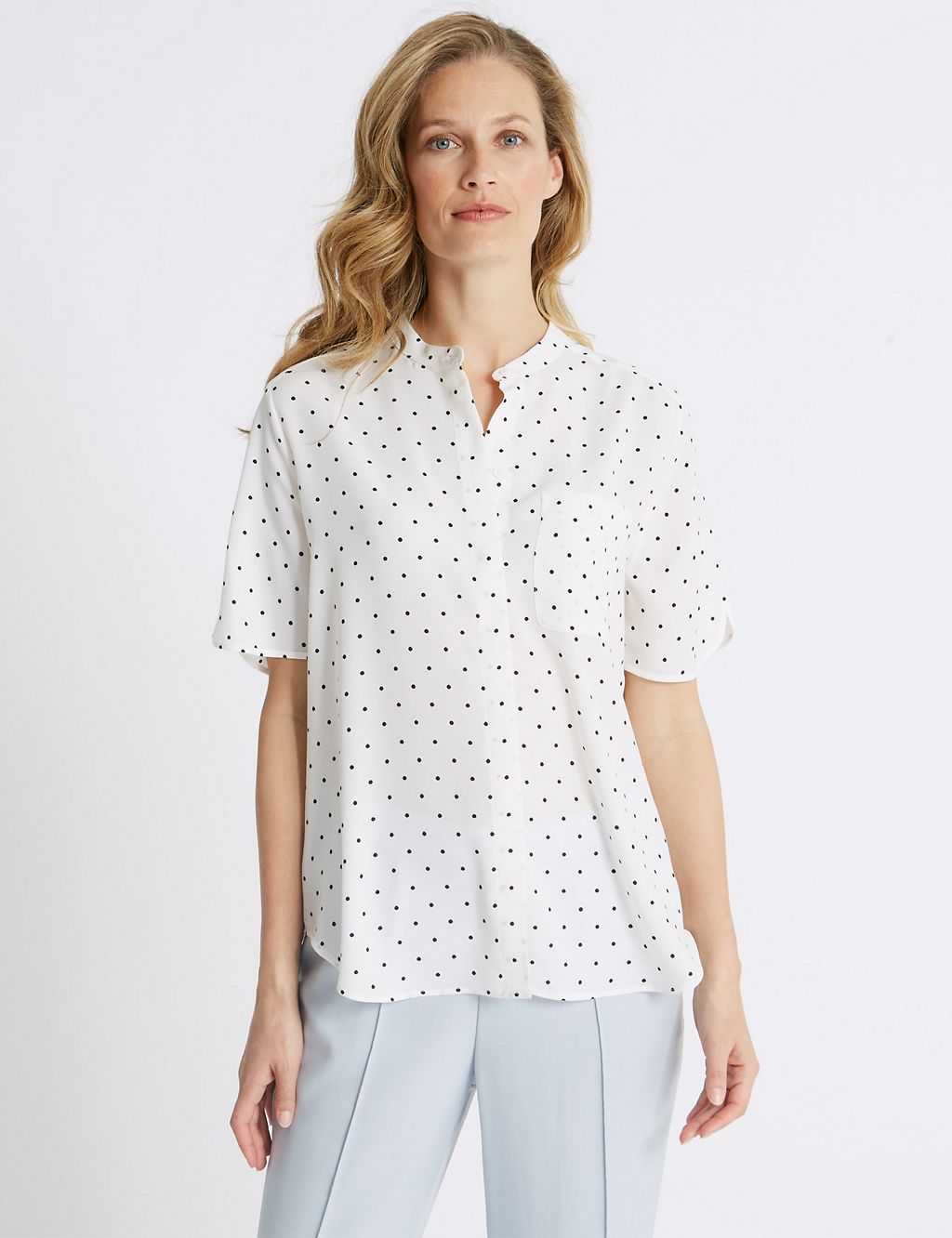 Spotted Crepe Half Sleeve Shirt 3 of 5