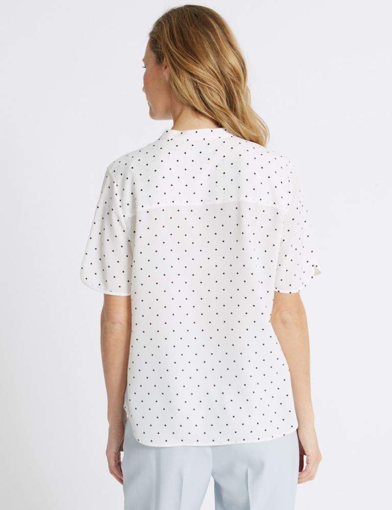 Spotted Crepe Half Sleeve Shirt 4 of 5