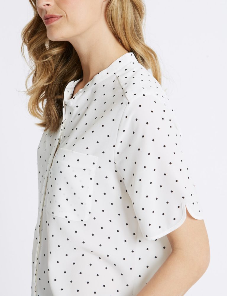 Spotted Crepe Half Sleeve Shirt 5 of 5