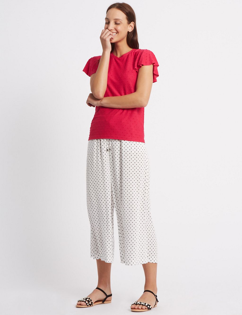 Spotted Cropped Wide Leg Trousers 3 of 5