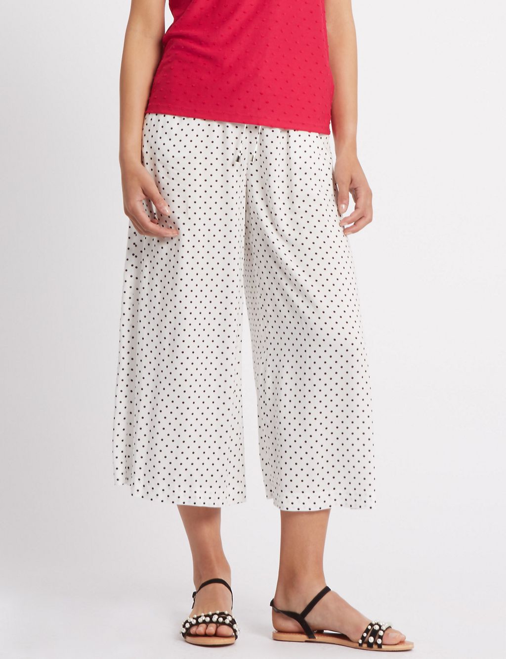 Spotted Cropped Wide Leg Trousers 2 of 5