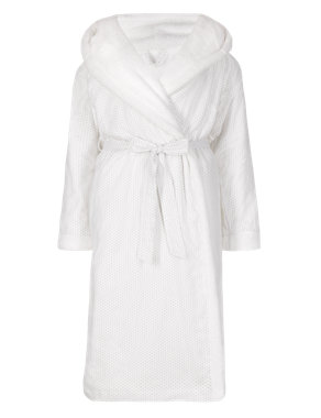 Spotted Hooded Cosy Belted Dressing Gown Image 2 of 4