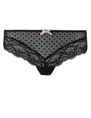 Spotted Lace Low Rise Brazilian Knickers Image 2 of 3