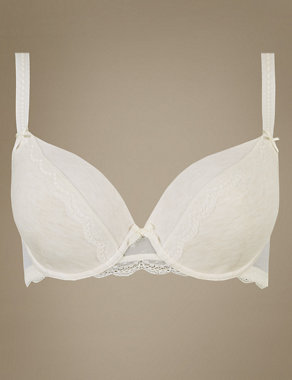 Spotted Lace Padded Underwired Plunge Bra DD-GG Image 2 of 4