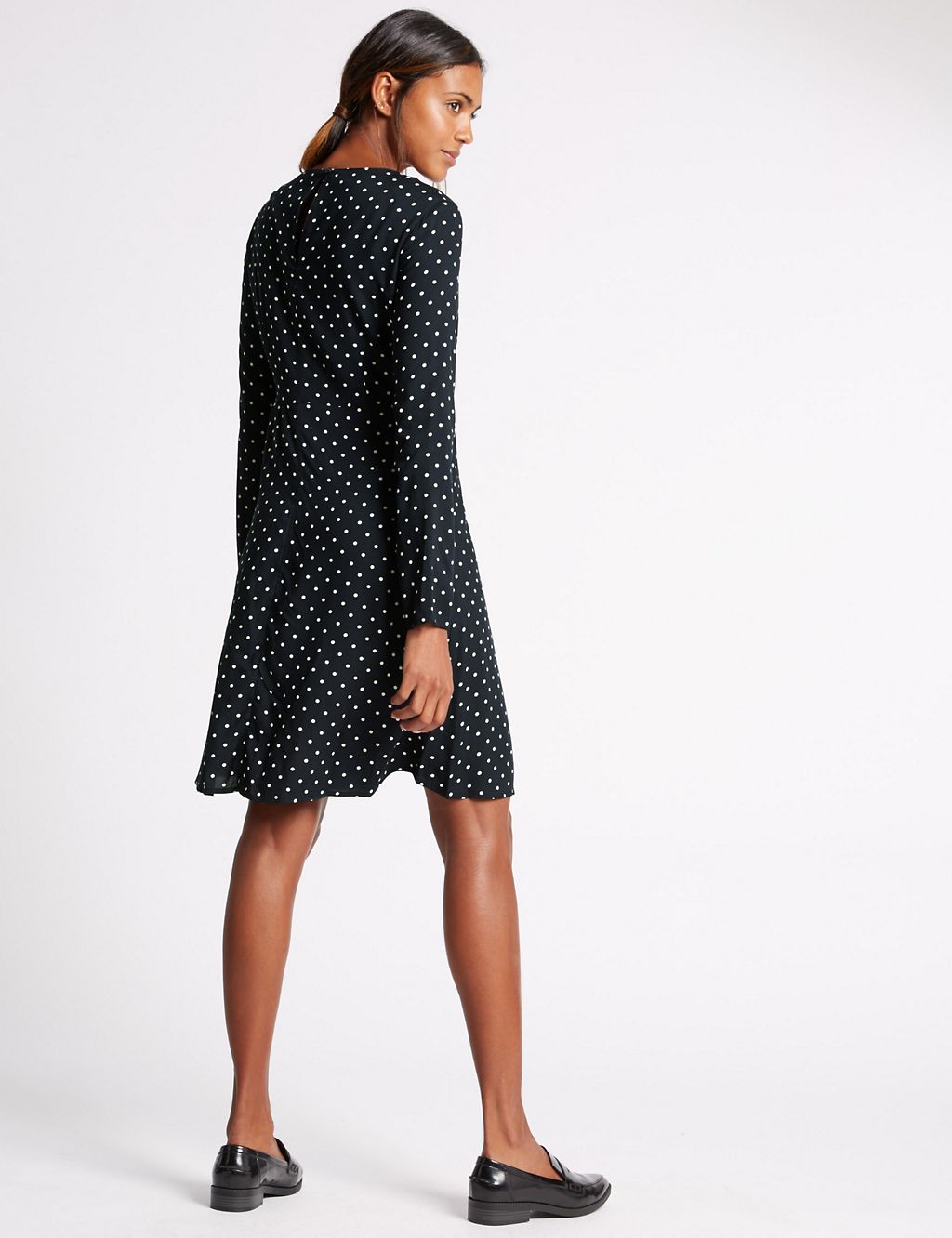 Spotted Long Sleeve Shift Dress 2 of 4