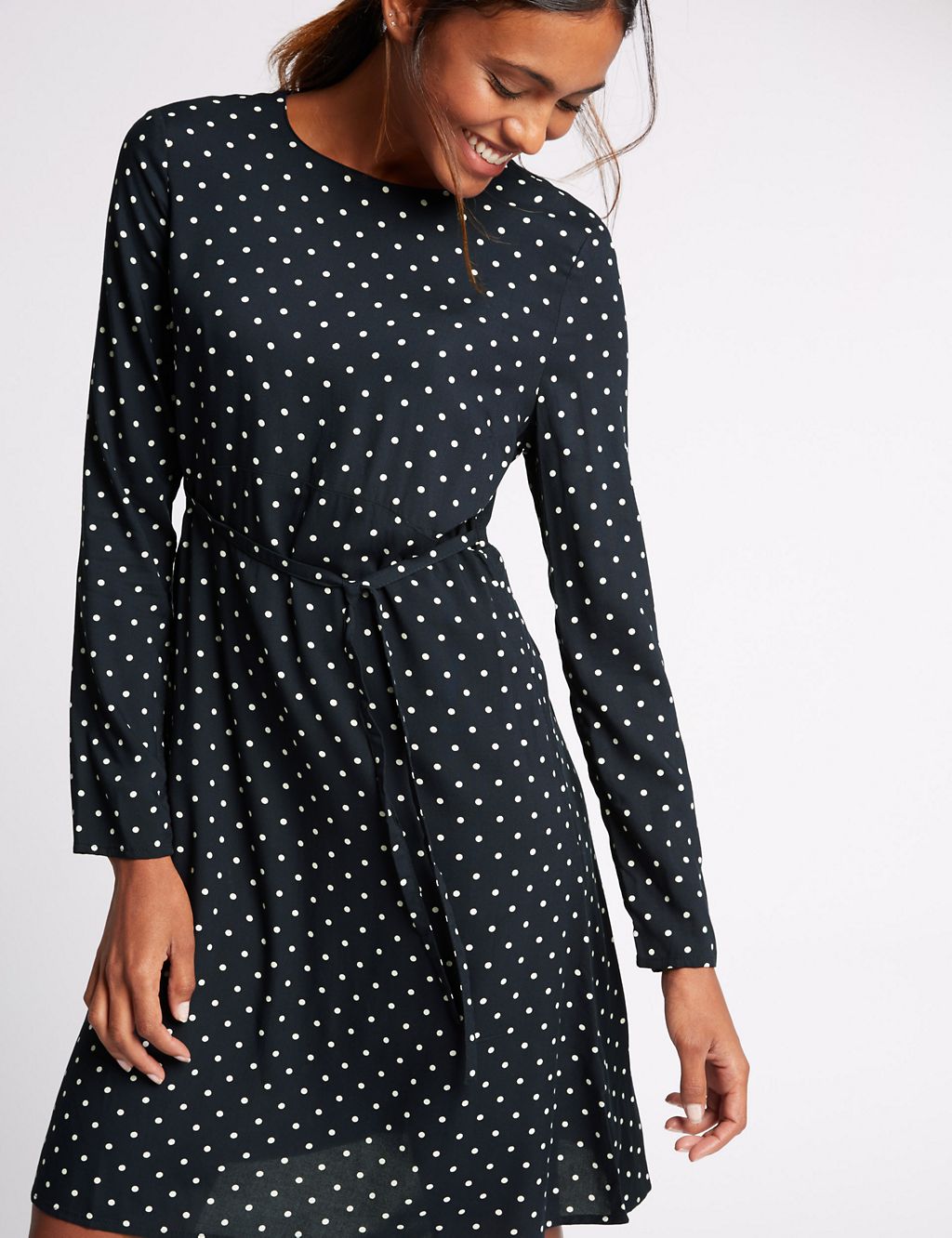 Spotted Long Sleeve Shift Dress 4 of 4