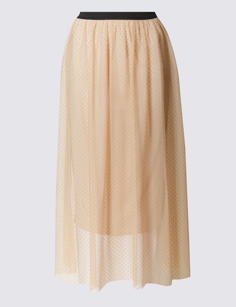 Spotted Mesh A-Line Midi Skirt 2 of 5