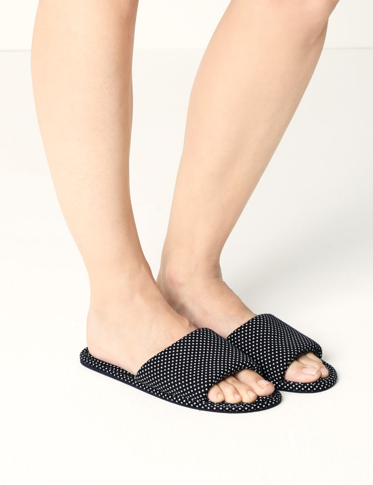 Spotted Open Toe Mule Slippers 1 of 6