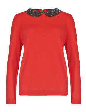 Spotted Peter Pan Collar Jumper Image 2 of 4