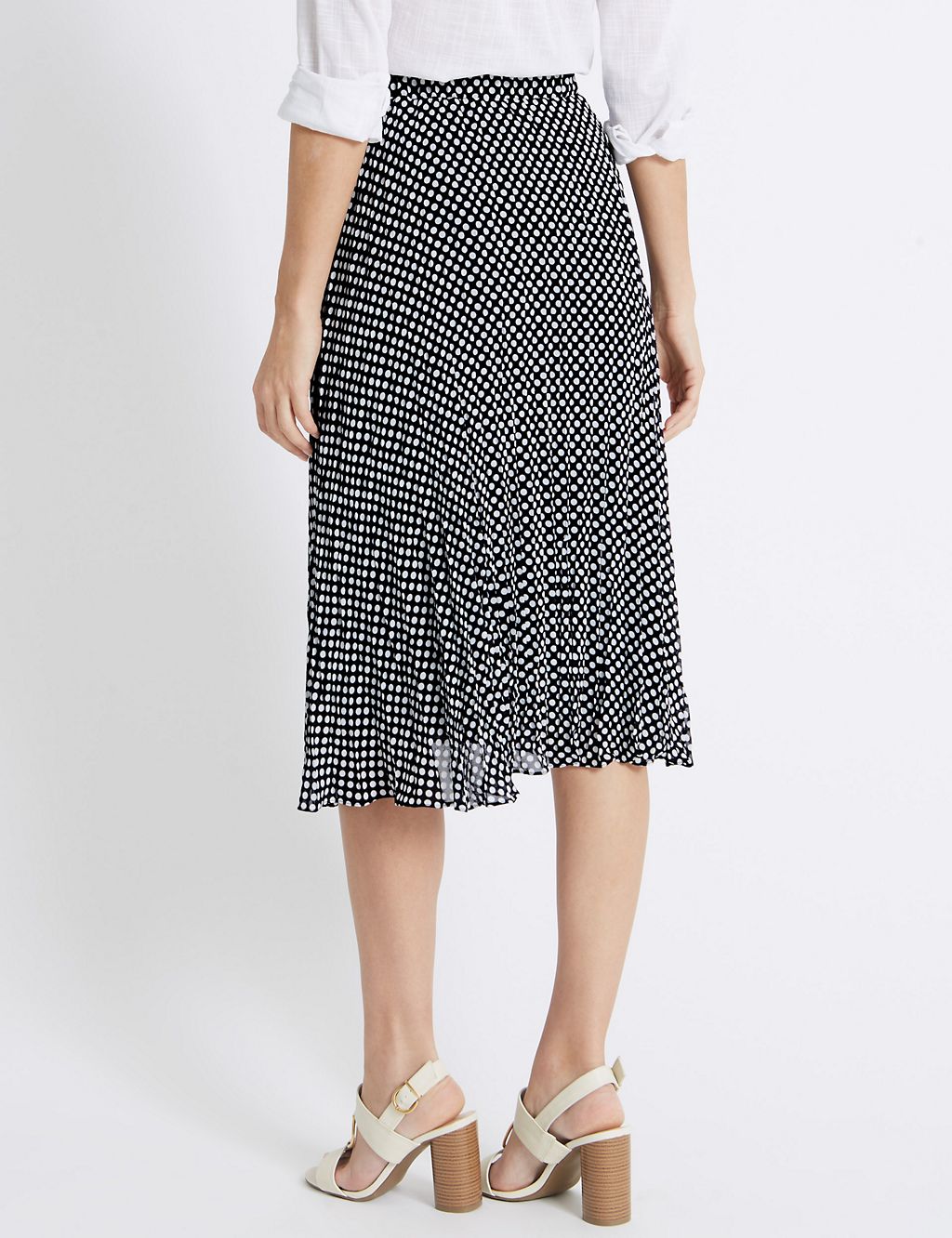 Spotted Pleat A-Line Midi Skirt 4 of 5