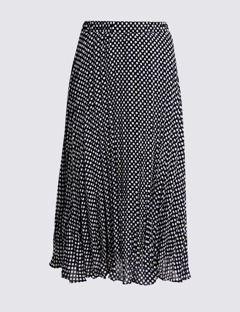 Spotted Pleat A-Line Midi Skirt 2 of 5