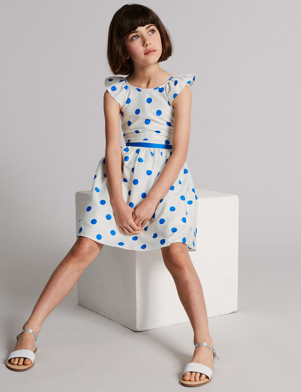 Spotted Pure Cotton Dress (3-16 Years) 3 of 4