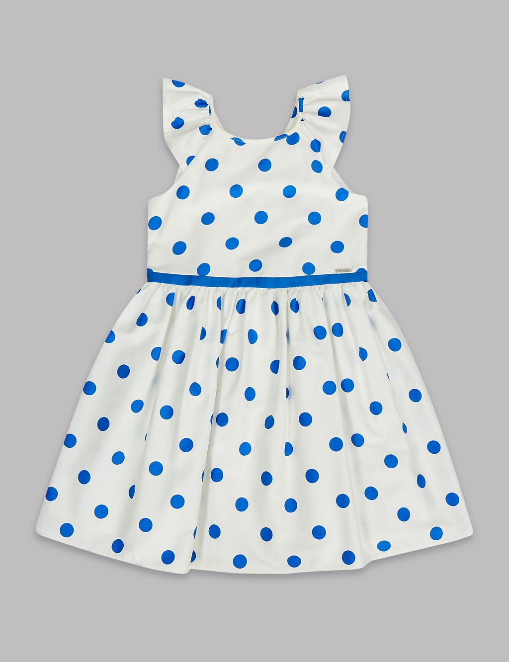 Spotted Pure Cotton Dress (3-16 Years) 1 of 4