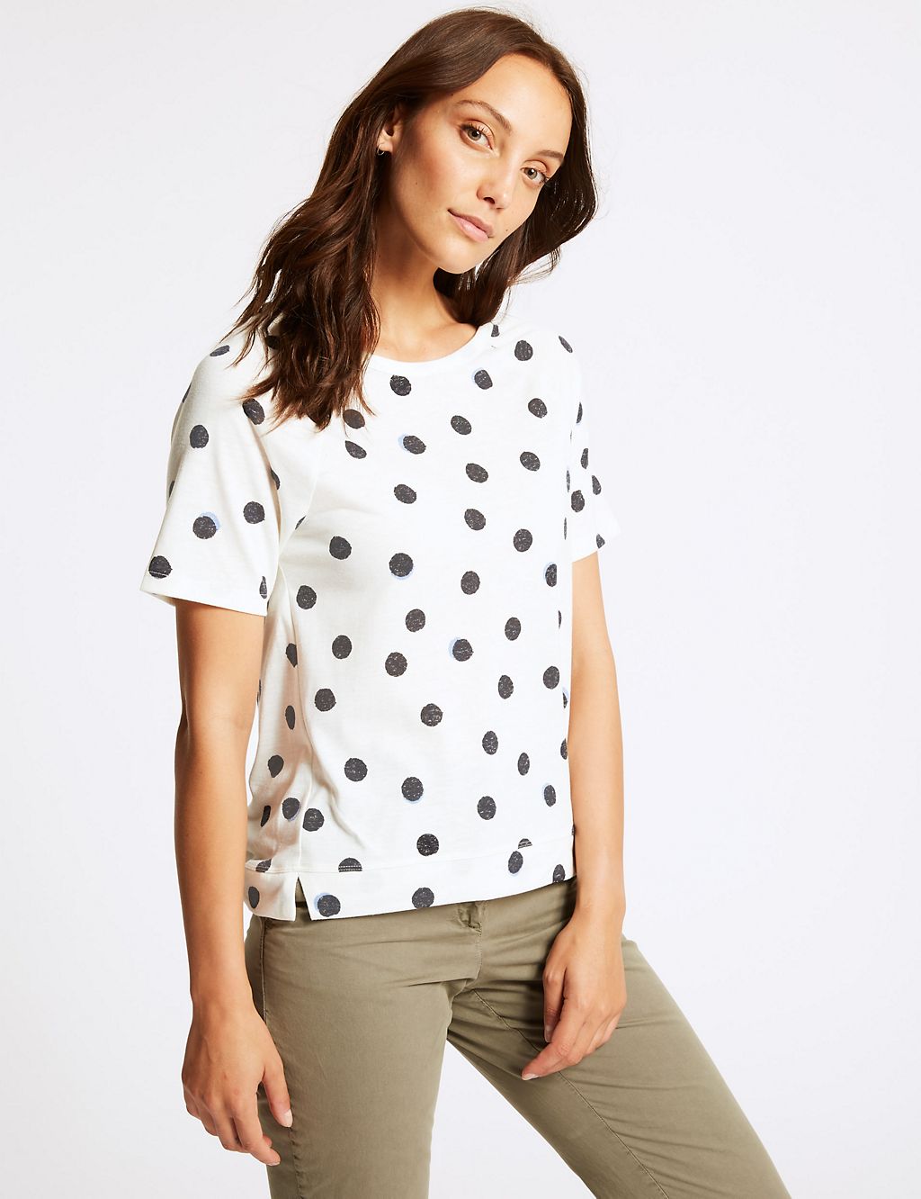 Spotted Raglan Round Neck Short Sleeve Top 3 of 5