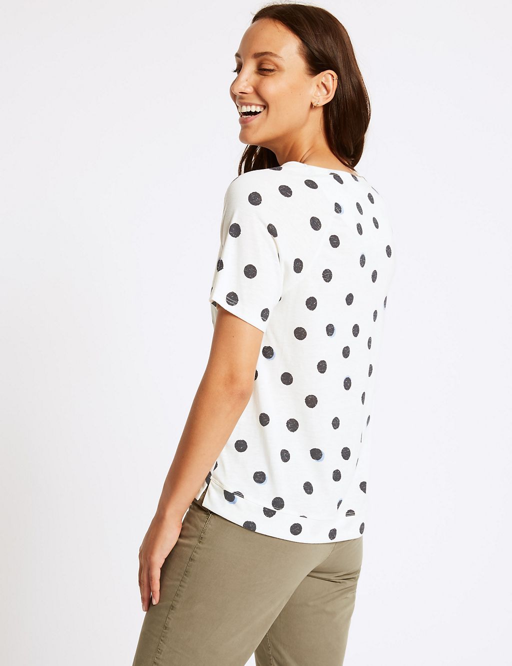 Spotted Raglan Round Neck Short Sleeve Top 4 of 5