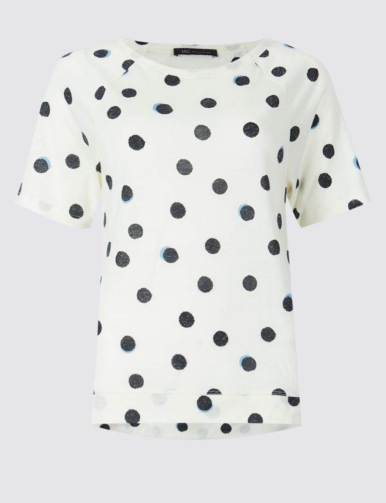 Spotted Raglan Round Neck Short Sleeve Top 2 of 5
