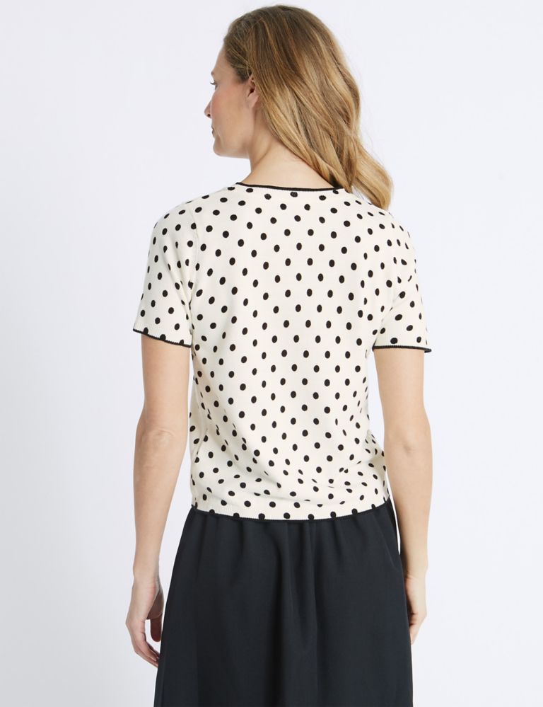 Spotted Round Neck Short Sleeve Jumper 4 of 4