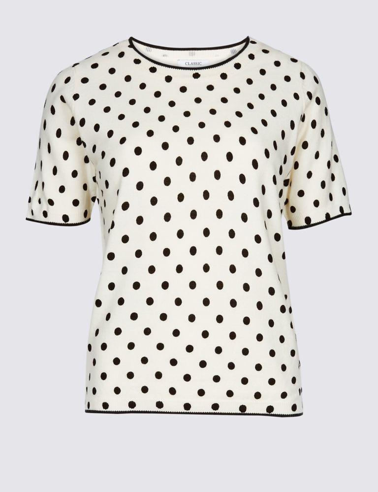 Spotted Round Neck Short Sleeve Jumper 2 of 4