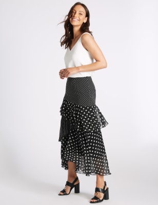 Spotted hotsell maxi skirt