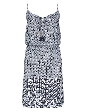 Spotted Scallop Print Camisole Shift Dress Image 2 of 4