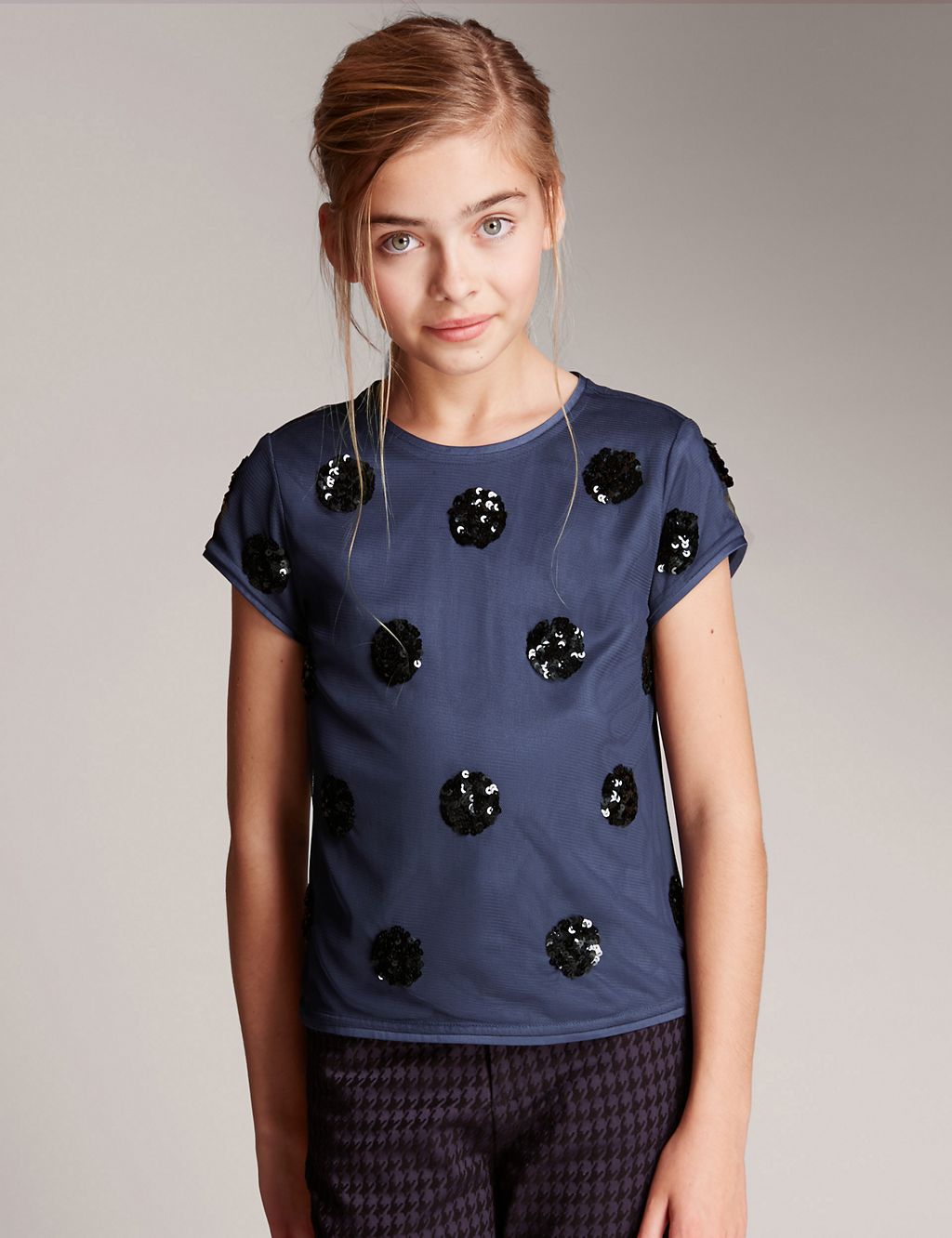 Spotted Sequin Embellished Top (5-14 Years) 3 of 3