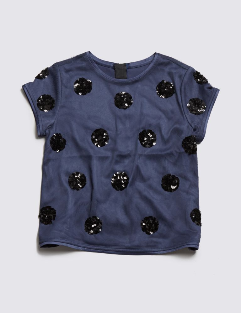 Spotted Sequin Embellished Top (5-14 Years) 2 of 3