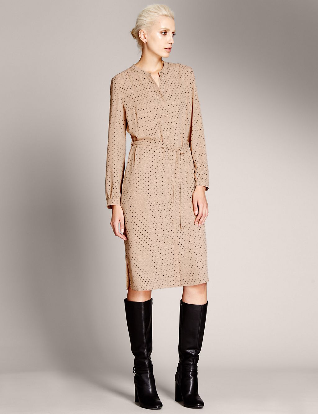Spotted Shirt Dress with Belt 3 of 4