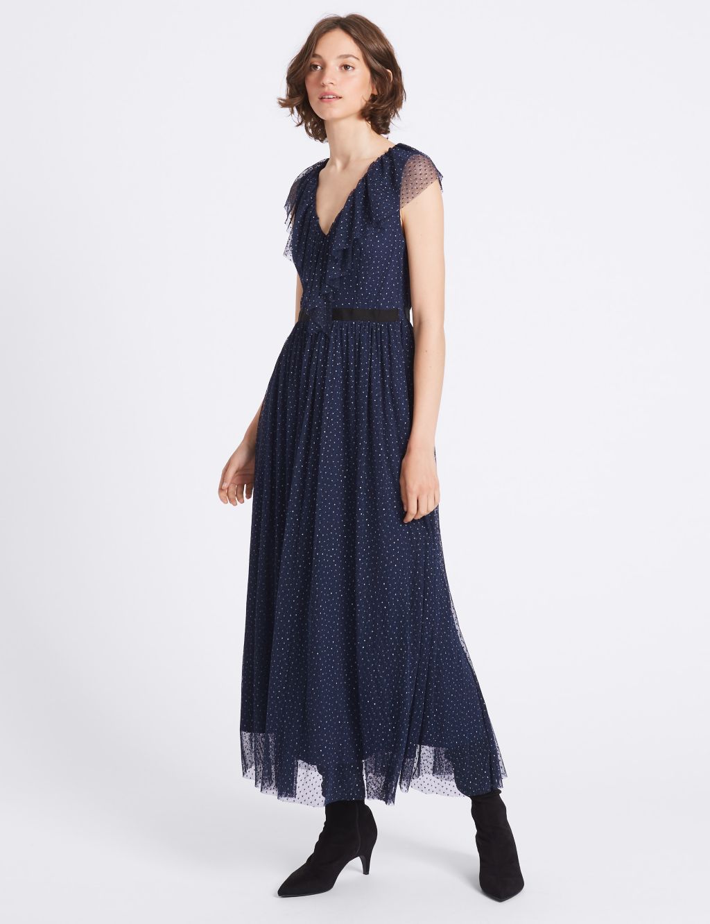Spotted Tulle Maxi Dress 3 of 5