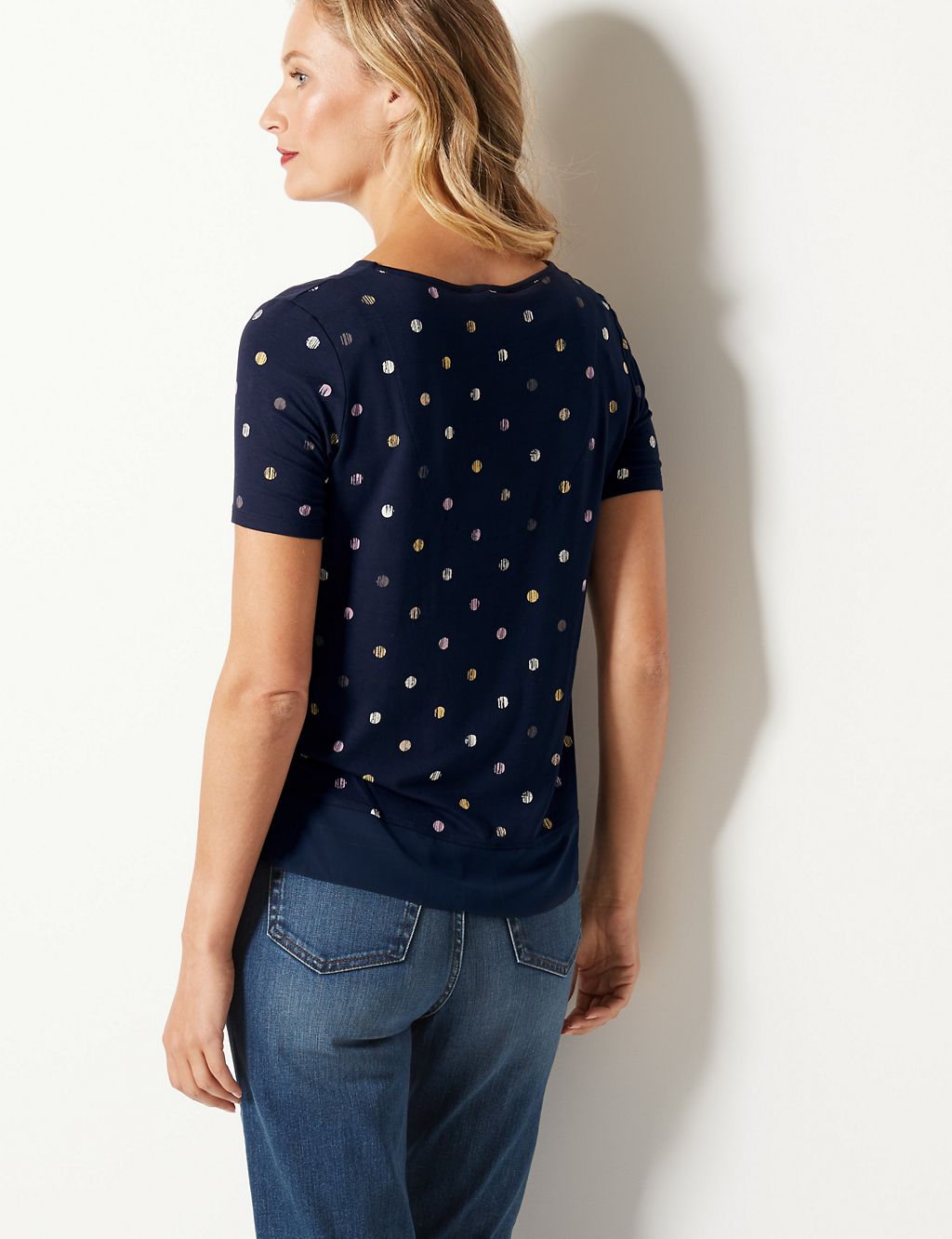 Spotted V-Neck Short Sleeve Top 4 of 4