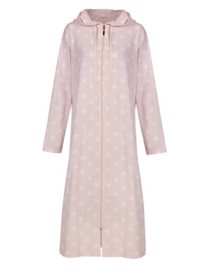 Spotted Zip Through Towelling Dressing Gown Image 2 of 5