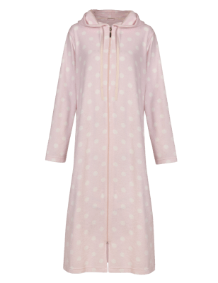 Spotted Zip Through Towelling Dressing Gown M S Collection M S