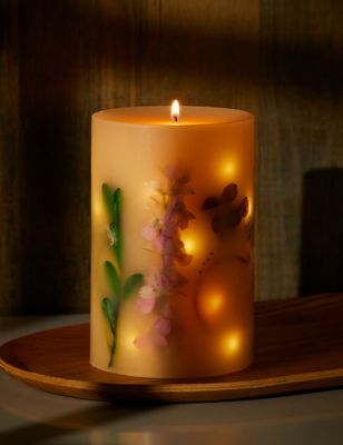 Spring Botanical Light Up Candle M S, White Barn Light Up Candle Holder