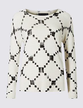Square Check Round Neck Jumper Image 2 of 3