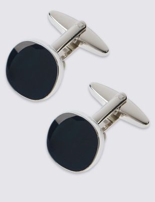 Square Navy Centre Cufflinks Image 1 of 2