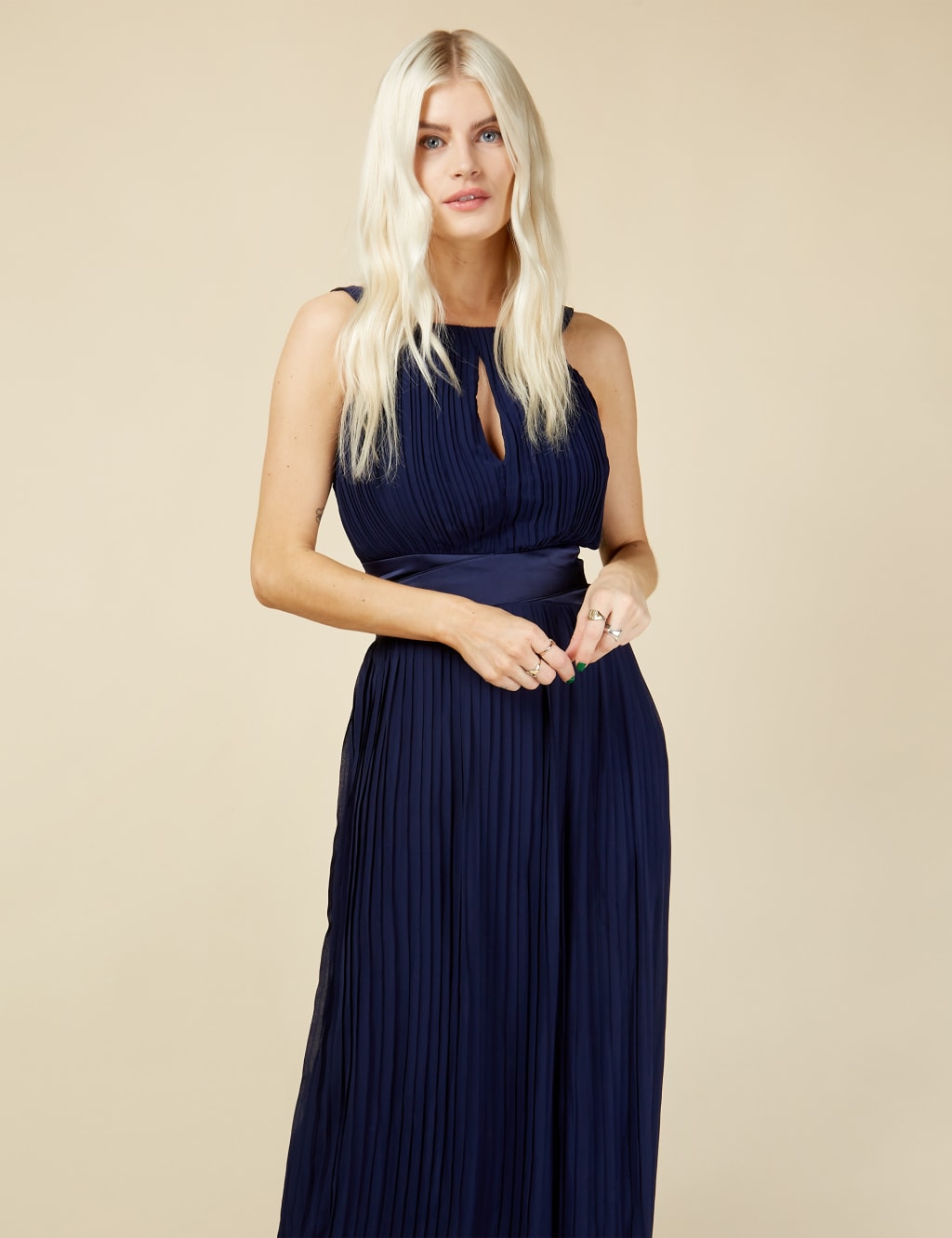 Square Neck Pleated Maxi Bridesmaid Dress 2 of 5