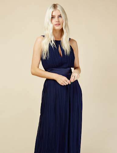 Square Neck Pleated Maxi Bridesmaid Dress 3 of 5