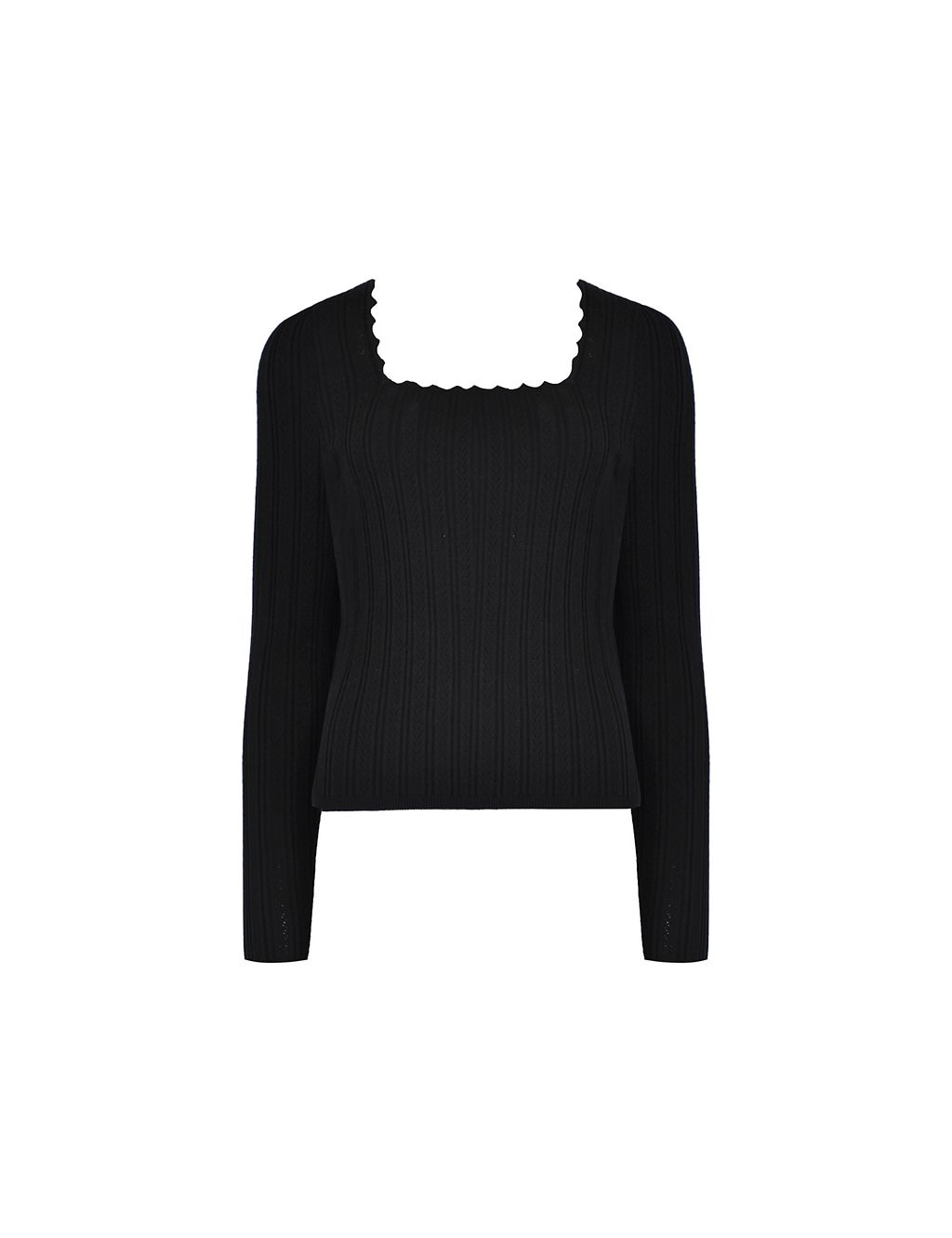Square Neck Scallop Edge Knitted Top 1 of 7