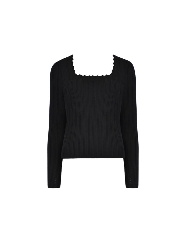 Square Neck Scallop Edge Knitted Top 2 of 7