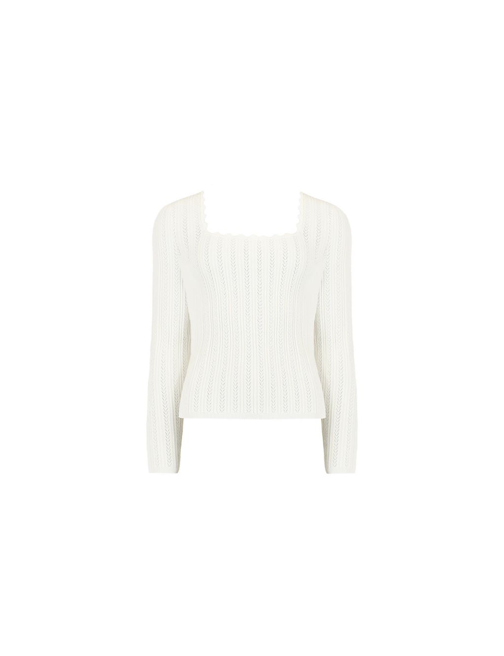 Square Neck Scallop Edge Knitted Top 1 of 6