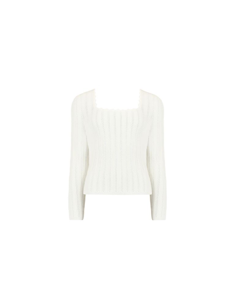 Square Neck Scallop Edge Knitted Top 2 of 6
